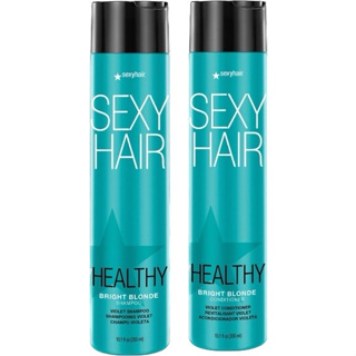 Sexyhair Bright Blonde Shampoo/Conditioner 300 ml (โฉมใหม่) แชมพู ครีมนวดผม เม็ดสีม่วง ฆ่าสีส้ม สีแดง สีเหลือง โทนหม่น