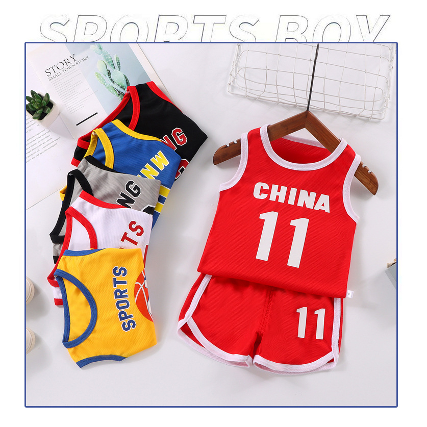 Babyonline(Y350)K6 ชุดบาสเกตบอลเด็กผ้าตาข่ายระบายอากาศดี