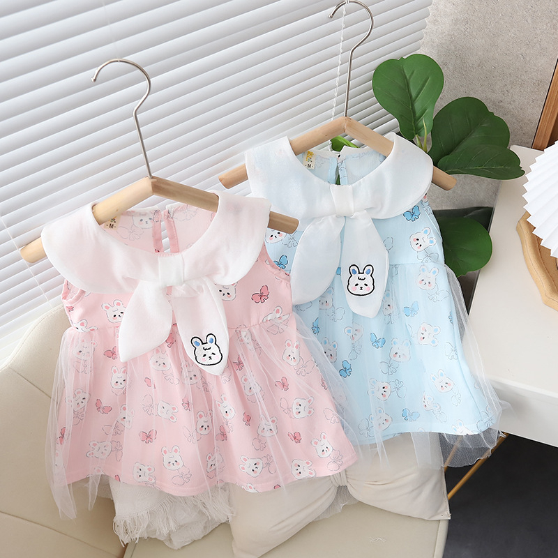 Babyonline(Y112)C3 ชุดเดรสเด็กผู้หญิงกระโปรงตาข่ายชีฟองสุดน่ารัก