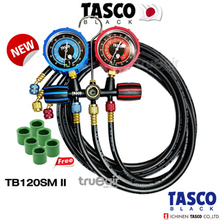 TASCO BLACK TB120SM II เกจวัดน้ำยาแอร์  รุ่นใหม่ล่าสุด" ใช้กับน้ำยา R12,R22,R134a,R404a เครื่องมือช่างแอร์