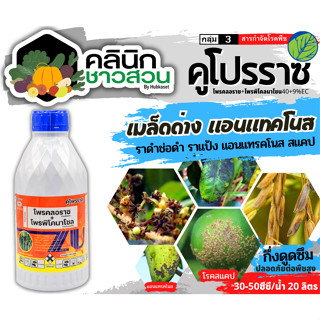 🥬 คูโปรราซ (โพรคลอราซ+โพรพิโคนาโซล) บรรจุ 1ลิตร ป้องกันเชื้อราแอนแทรคโนส ช่อดอกดำ ผลเน่า กาบใบแห้ง