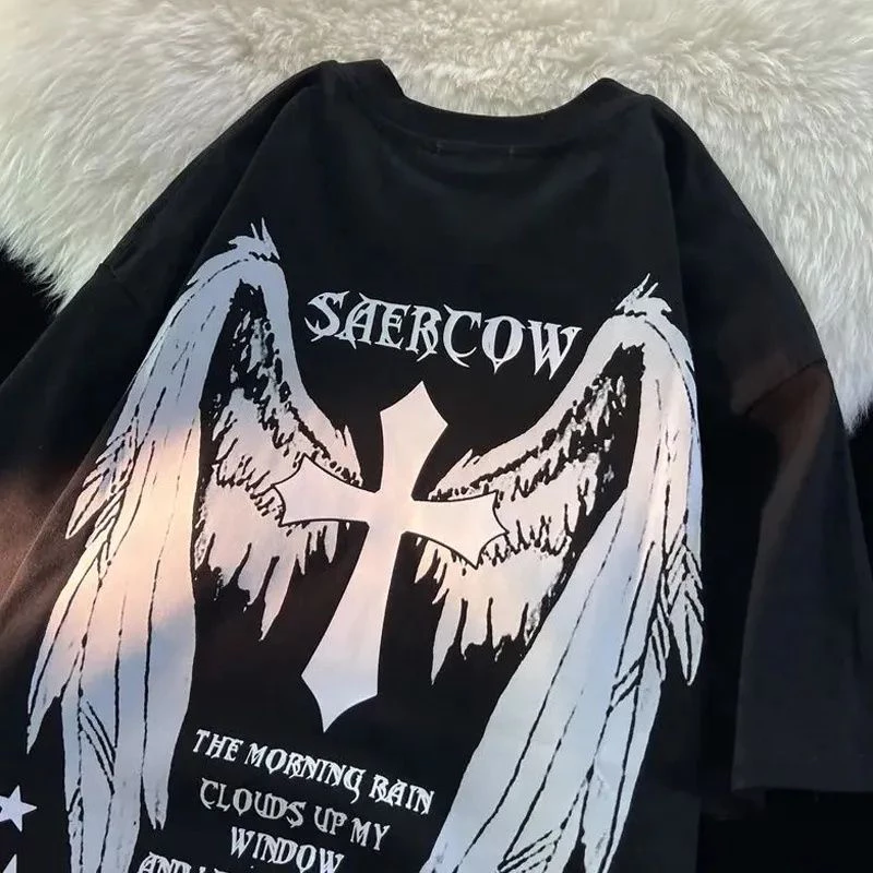 เสื้อยืดลายการ์ตูนไซส์ใหญ่ oversize เสื้อโอเวอร์ไซส์ผู้หญิง เสื้อผ้าแฟชั่นสไตล์เกาหลี สตรีท ฮิปฮอป เสื้อวินเทจ #61611 thumbnail 8