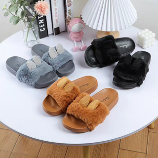 Fshoes ใหม่🐰พร้อมส่ง รองเท้าแตะพื้นยาง บันนี่แรบบิทสุดคิ้วท์ ออกแบบใหม่มาในสไตล์กระต่ายน้อยขนฟู พื้นยางนิ่มสวมใส่สบาย