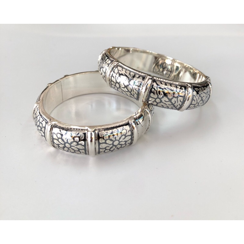 กำไลถมเงินแท้925 เครื่องประดับเงินแท้ กำไลเงิน กำไลถม