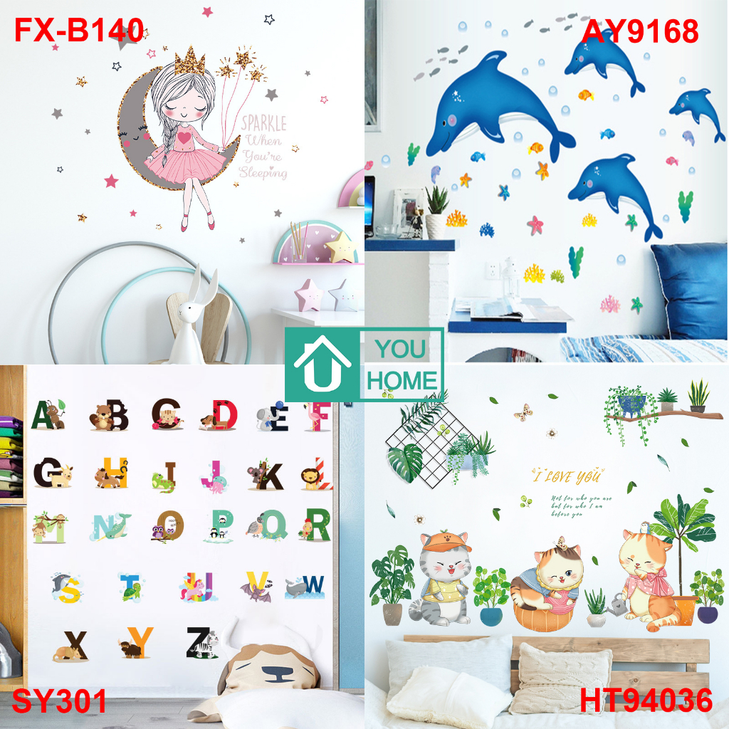 สติ๊กเกอร์ลายการ์ตูน สัตว์โลก ABC ยูนิคอน สําหรับติดตกแต่งผนังห้อง ตกแต่งห้องเด็ก สติ๊กเกอร์ติดผนัง ห้องเรียน ราคา ถูกที่สุด ดีลบีเคเค แกลเลอรีภาพที่ 6