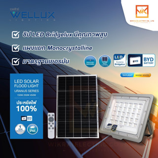 WELLUX โคมไฟฟลัดไลท์ โซล่าเซลล์ มีขนาด 150W 250W 450W LED SOLAR FLOOD LIGHT รุ่น URANUT SERIES โคมสปอร์ตไลท์โคมฟลัดไลท์