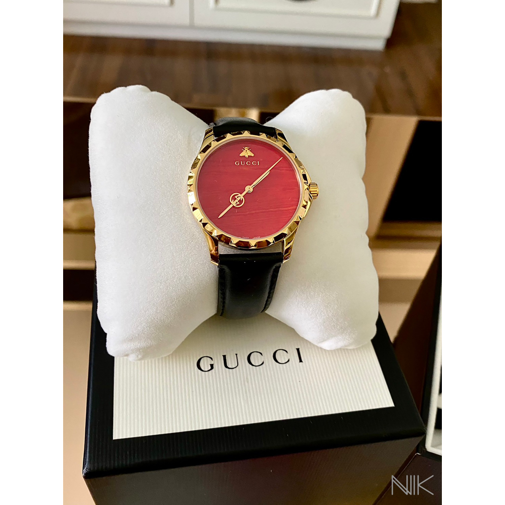 💗Gucci G-Timeless Coral Red Dial Quartz Watch YA126464💗