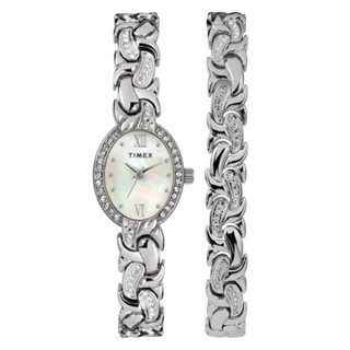 TIMEX TW2T49700 Silver-tone Bracelet Set นาฬิกาข้อมือผู้หญิง สีเงิน หน้าปัด 19 มม.