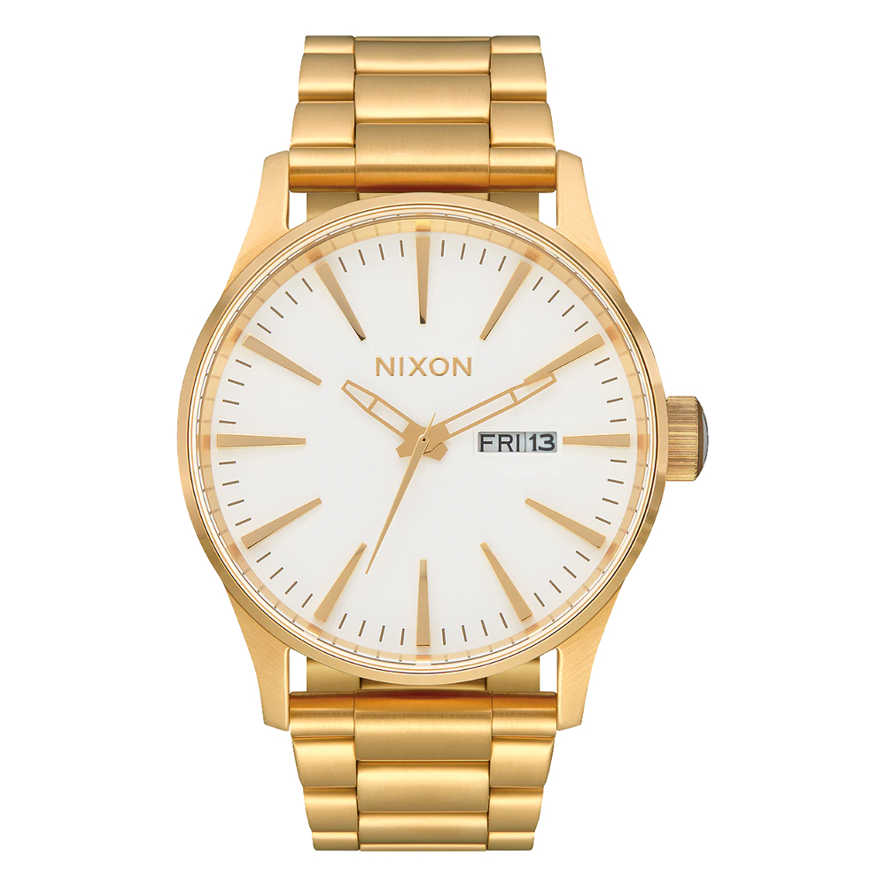 Nixon Sentry SS รุ่น NXA356508-00 นาฬิกาข้อมือผู้ชาย Gold/White สายสแตนเลส หน้าปัด 42 มม.