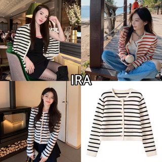 BY IRA ซื้อในไลฟ์ลด50% (1262) Celin Cardigan (พร้อมส่งทุกสีวันที่ 14) คาดิแกนเกาหลีเกาใจ ทอลายริ้ว แบบคลาสสิก เรียบหรู