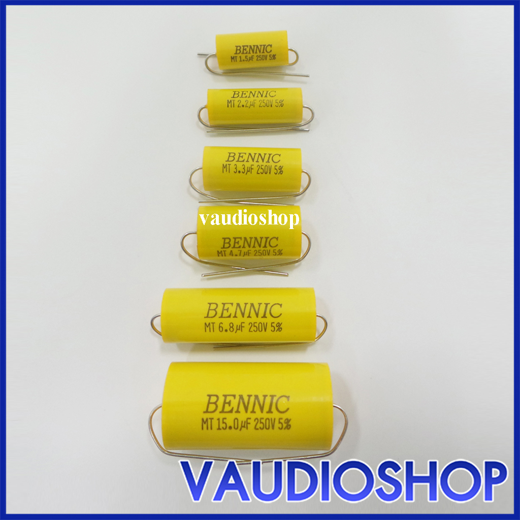 C BENNIC เหลือง C 1.5/250V, 2.2/250V, 3.3/250V, 4.7/250V, 6.8/250V, 15/250V คอนเดนเซอร์ จำนวน 1 ตัว