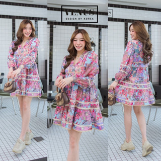 🌈🌿🌸🌼🌺💖💙🇰🇷 Floral Balloon Long Sleeve Dress