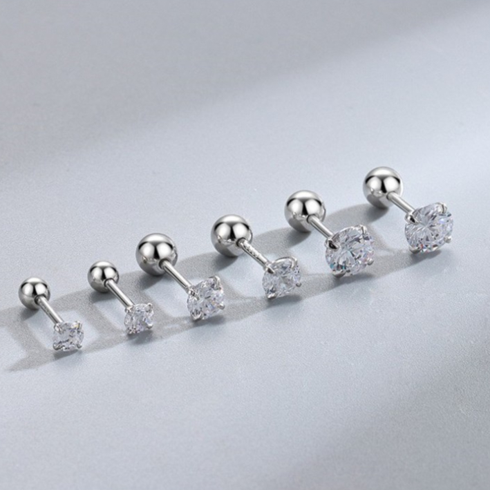 138-littlegirl gifts- Diamond earrings bone screw Piercing  จิวหู(ราคาต่อชิ้น) - รูปที่ 2