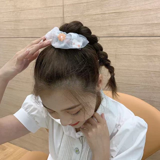 ยางรัดผมเกาหลีผ้าชีฟอง ปักดอกไม้ รหัสY24 (ขายส่ง7บาท)