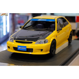 รถโมเดล สเกล1/18 Honda Civic EK9 Yellow Spoon