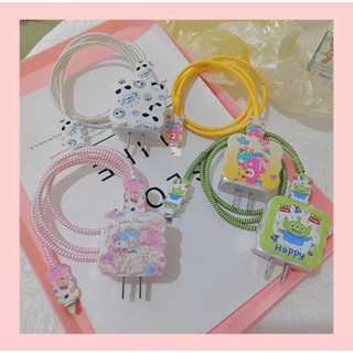 ชุดถนอมสายชาร์สำหรับ ไอโฟน ชุดเเต่งสาย สำหรับ สายชาร์จ 20วัต เคสหัวชาร์จ  Adapter 20w กันสายหัก ลายการ์ตูน
