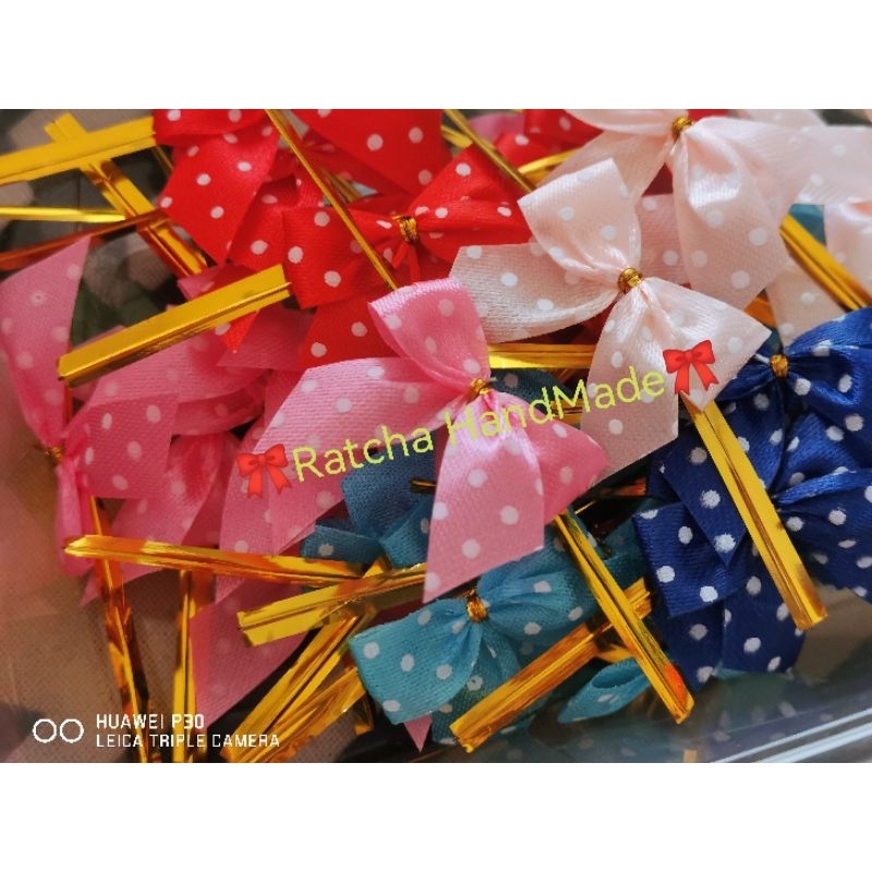 โบว์​รัดถุงขนมลายจุด/โบว์​ตกแต่ง​ โบว์ลายจุด
