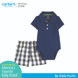 CARTERS BSSS NAVY PLAID POLO คาร์เตอร์เสื้อผ้าชุดขาสั้นเด็กผู้ชาย สีน้ำเงิน เซท 2 ชิ้น L10