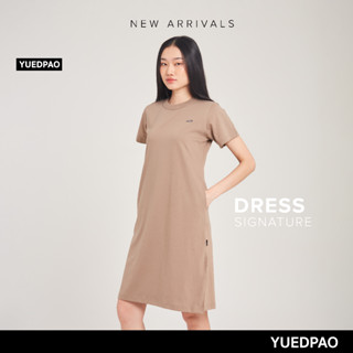 Yuedpao No.1 เสื้อยืดSignature Dress Summer ผ้าหนาทรงสวย ยับยากรีดง่าย รับประกันไม่ย้วย 2 ปี ชุดเดรส สี Walnut