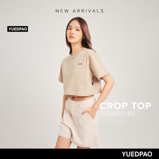 Yuedpao No.1 เสื้อยืดSignature Crop Summer ผ้าหนาทรงสวย ยับยากรีดง่าย รับประกันไม่ย้วย 2 ปี เสื้อครอป สี  Tan