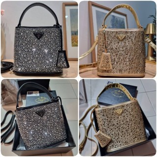 PRADA SMALL PANIER CRYSTAL EMBELLISHED TOTE BAG