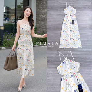 pimala Maxi Dress แม็กซี่เดรสยาวงานปักลายดอกไม้ใบไม้สีสันน่ารัก