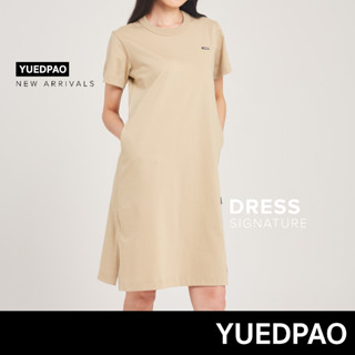 Yuedpao No.1 เสื้อยืดSignature Dress Summer ผ้าหนาทรงสวย ยับยากรีดง่าย รับประกันไม่ย้วย 2 ปี ชุดเดรส สี  Earth