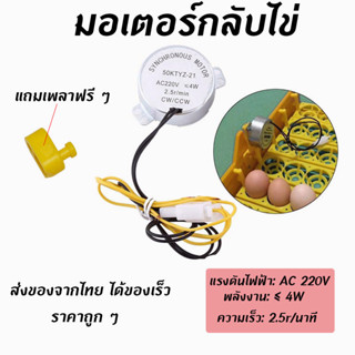 ถูก มอเตอร์กลับไข่ 220V มอเตอร์ส่าย มอเตอร์สวิง มอเตอร์หมุนไข่ไก่ แถมเพลาโยก อุปกรณ์เสริมตู้ฟักไข่ อะไหล่ตู้ฟักไข่