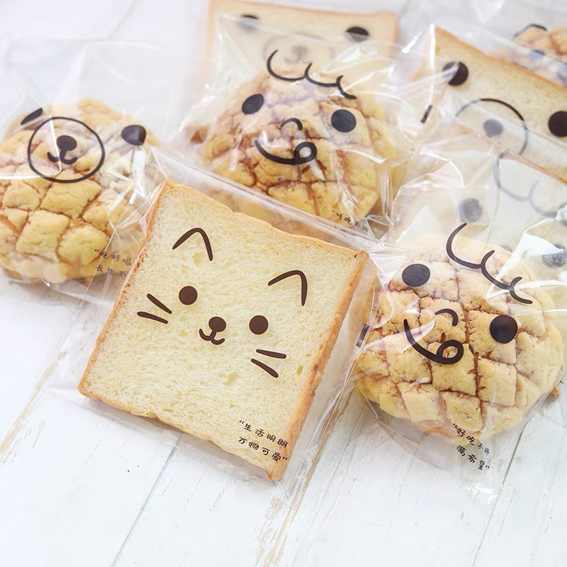 (50ใบ/แพค)  ถุงขนมปัง ถุงครัวซอง ฝากาว 15x18+3 cm