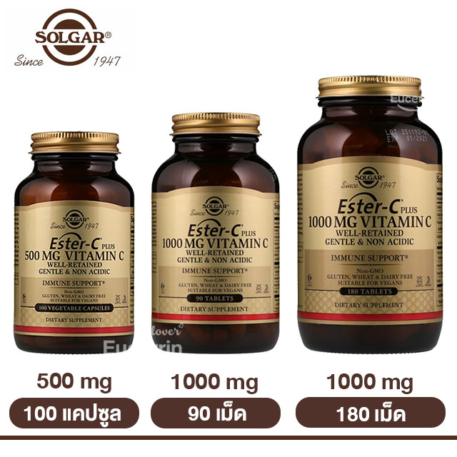 วิตามินซี Solgar, Ester-C Plus, Vitamin C, 1000 mg, 180 Tablets