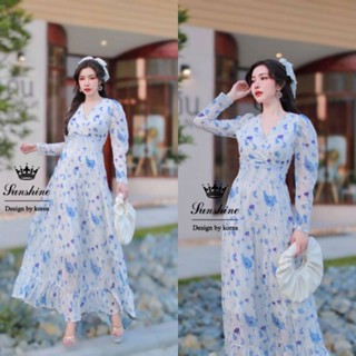 เดรสยาวแขนยาว ป้าซีฟองพริ้วๆทิ้งตัวใส่สบาย