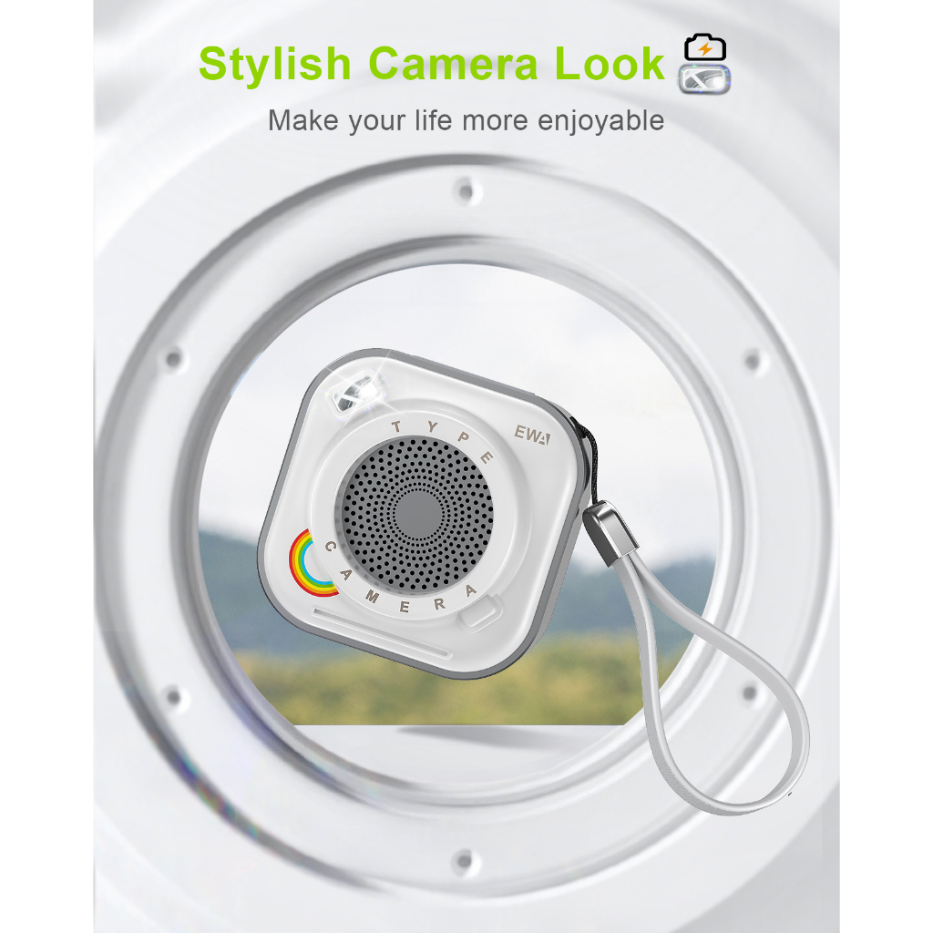 EWA A110ลำโพงบลูทูธ ลำโพงบลูทูธไร้สาย 5W แบบพกพา ฟังก์ชั่นไฟฉาย สำหรับการเดินทาง、ที่บ้าน、งานปาร์ตี้