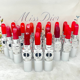 Dior Rouge Lipstick Refill Tester 95-98% (2) (Colored) ทสเตอร์ขนาดปกติ.ปลอกขาวมือ95-98% ขายตามสภาพ.ของแท้.ส่งฟรี.มีปลายท