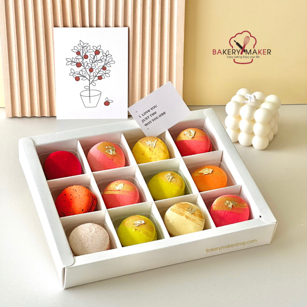 กล่องมาการอง 12 ช่อง ฝาเลื่อนใส 1ใบ 3 สี / Macaron box Valentine box กล่องช็อคโกแล็ต ฝาเลื่อน - รูปที่ 2