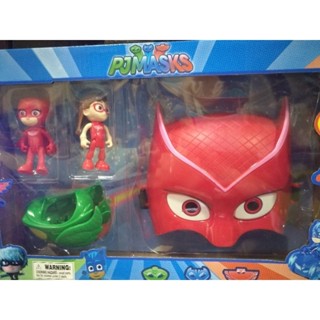 PJ masks superhero suit พีเจแมส โมเดลตัวการ์ตูน 2ตัว  รถ 1คัน พร้อมหน้ากาก มีไฟ เลือกสีได้ แดง เขียว น้ำเงิน