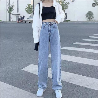 กางเกงยีนส์ทรงหลวมสไตล์เกาหลี หลากสี ทรงสวย กางเกงใส่สบาย ยอดนิยม  กางเกงยีนส์สำหรับผู้หญิง สายเเฟชั่น สียีนส์อ่อน 368