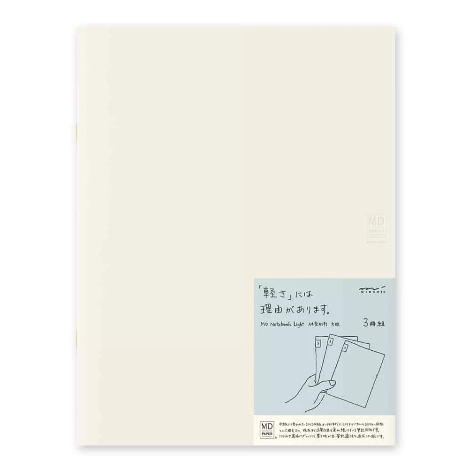 MIDORI MD Notebook Light <A4 Variant> Grid 3pcs Pack (D15308006) / สมุด MD ขนาด A4 รุ่นบาง แบบตาราง แพ็ค 3 เล่ม