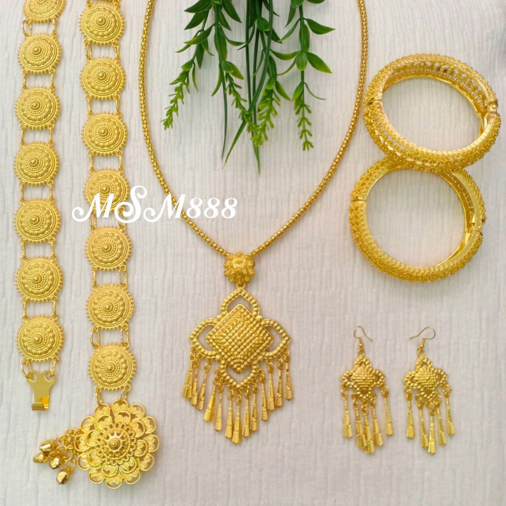 เครื่องประดับชุดไทยเป็นชุด เครื่องประดับชุดไทยสีทอง ชุดเซ็ท 4 ชิ้น รุ่น G080