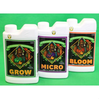 เซ็ตปุ๋ยหลักพื้นฐาน 3-Part Grow Micro Bloom Advanced Nutrients  ขนาดขวดละ1ลิตร3ขวด( ขวดแท้)