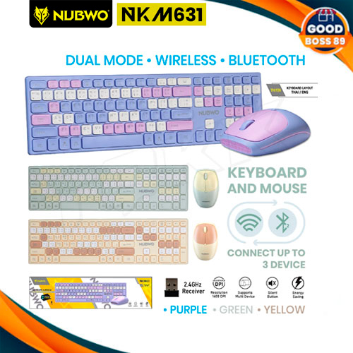 [287บ.โค้ดคุ้ม] NUBWO NKM-631ชุดเมาส์คีย์บอร์ดไร้สาย keyboard mouse wireless Set สีสันแนวหวาน สดใส