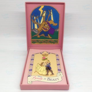 Disney : BEAUTY &amp; THE BEAST Stained Glass Jumbo Pin Boxed Set (Limited Edition)