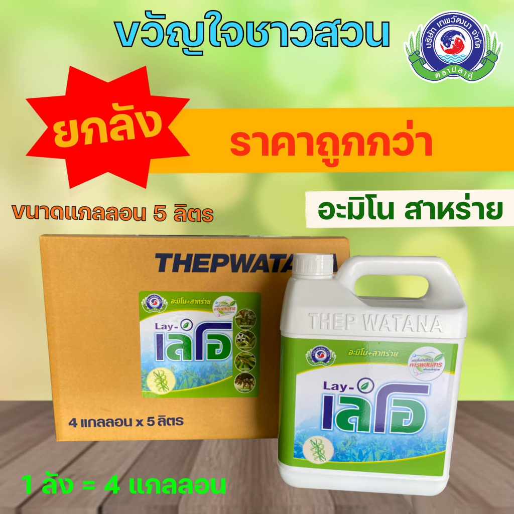 เลโอ 5ลิตร (ยกลัง 4 แกลลอน) สาหร่ายอะมิโน อะมิโนสาหร่าย ฮอร์โมน เร่งดอก เร่งการแตกดอก เร่งการแตกหน่อ บริษัทเทพวัฒนา