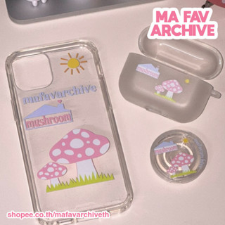 (pre-order จากเกาหลี) mafavarchive - mushroom jelly hard case เคสมือถือคลุมรอบเครื่อง สีใส