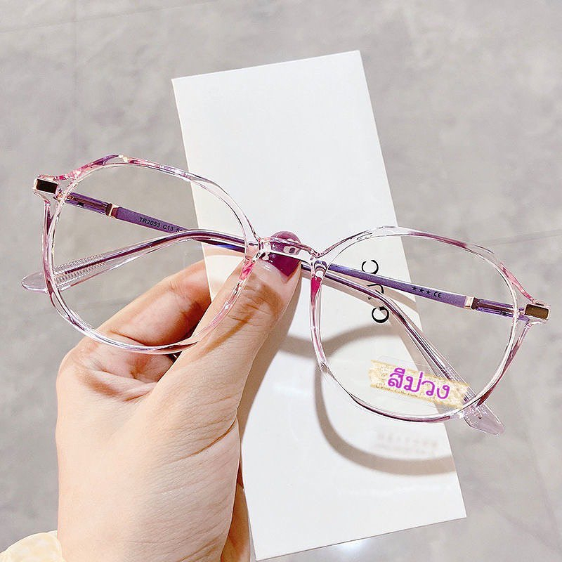 แว่นสายตาสั้นกรองแสงคอมและมือถือ-50ถึง-600 เลนส์มัลติโค๊ต ( MULTICOAT ) ทรงขอบหยัก กรอบพร้อมเลนส์ แถมซองหนัง+ผ้า