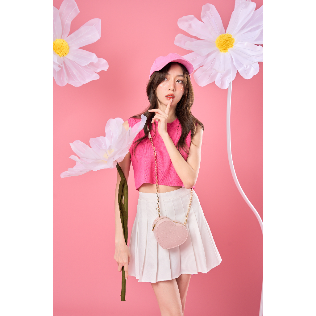 Mini Heart Bag – Pink Pastel กระเป๋าหัวใจพร้อม 3 สาย ถอดเปลี่ยนสายได้ – โปรปัง