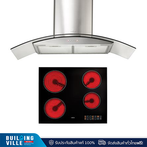 [ส่งฟรี!!] MEX ชุดเครื่องดูดควัน KV728X90-1 + เตาไฟฟ้าฐานกระจกเซรามิก HVN264