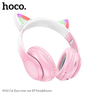 HOCO W42 Cat Ears over-ear headphone หูฟังบลูทูธไร้สาย มีไฟ LED รองรับการเชื่อมต่อ TF Card / 3.5 AUX