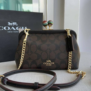 🍀🍀Coach​ Nora Kisslock Crossbody In Signature Canvas With Glitter CE617🍀🍀