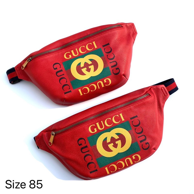 พร้อมส่ง New Gucci  Print Leather Belt Bag Red