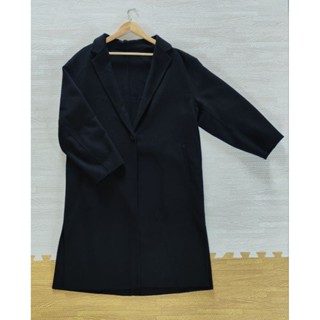 Uniqlo Double Face Long Coat เสื้อโค้ท ผ้าวูล (WOOL) สีดำ Size XL มือ2